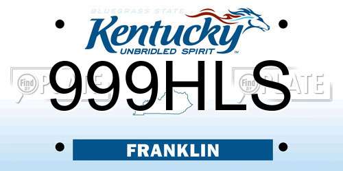 999HLS Kentucky License Plate
