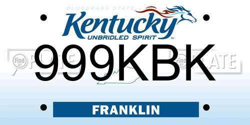 999KBK Kentucky License Plate