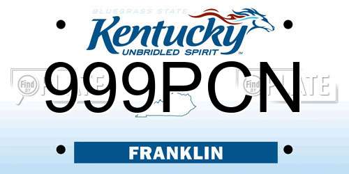 999PCN Kentucky License Plate