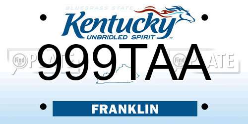 999TAA Kentucky License Plate