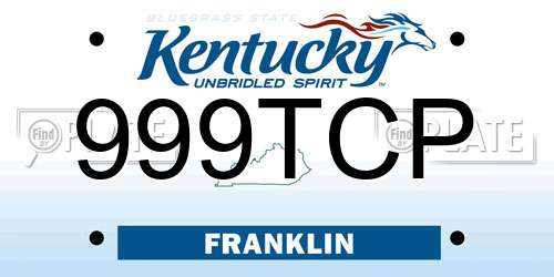 999TCP Kentucky License Plate
