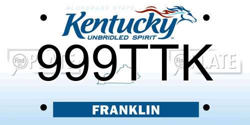 999TTK Kentucky License Plate