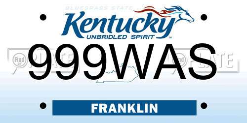 999WAS Kentucky License Plate