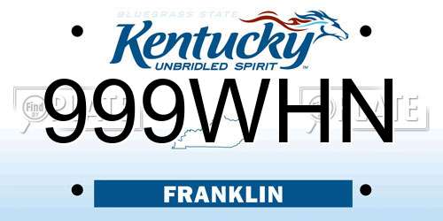 999WHN Kentucky License Plate