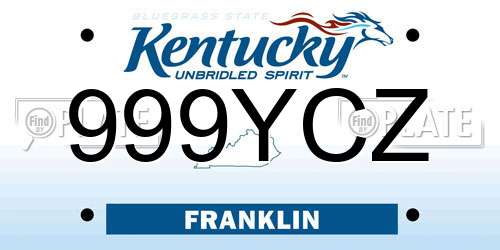 999YCZ Kentucky License Plate