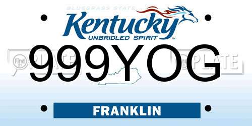 999YOG Kentucky License Plate