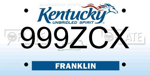 999ZCX Kentucky License Plate