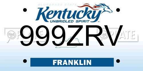 999ZRV Kentucky License Plate