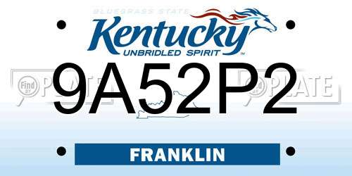 9A52P2 Kentucky License Plate