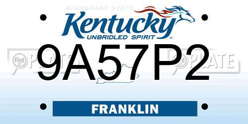 9A57P2 Kentucky License Plate