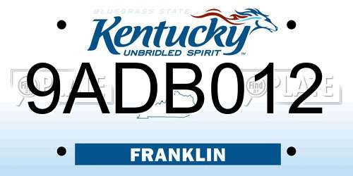 9ADB012 Kentucky License Plate