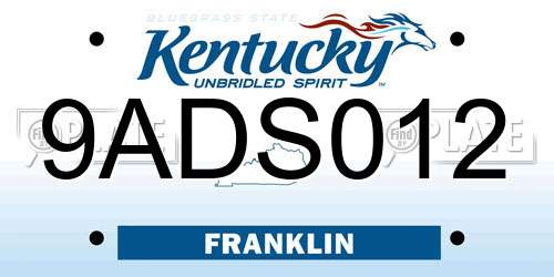 9ADS012 Kentucky License Plate