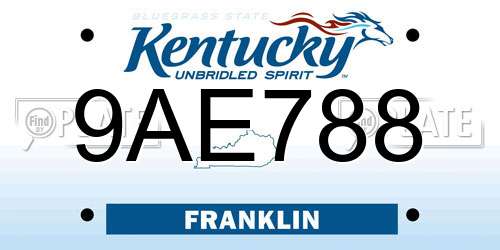 9AE788 Kentucky License Plate