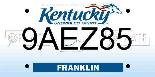 9AEZ85 Kentucky License Plate