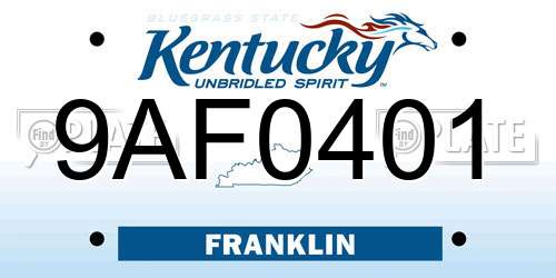9AF0401 Kentucky License Plate