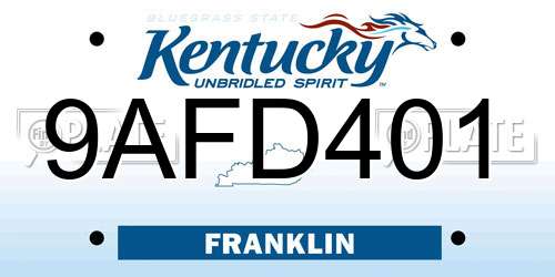 9AFD401 Kentucky License Plate
