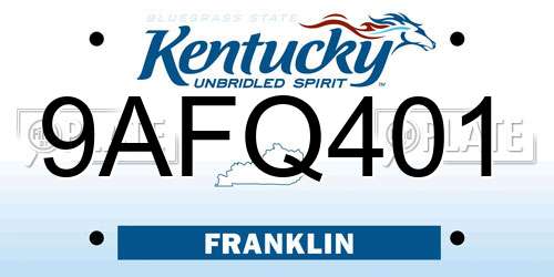 9AFQ401 Kentucky License Plate
