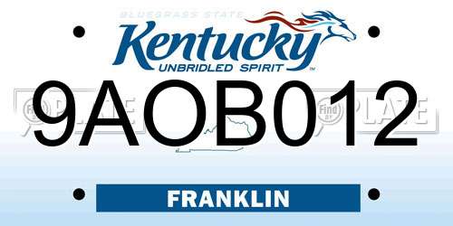 9AOB012 Kentucky License Plate