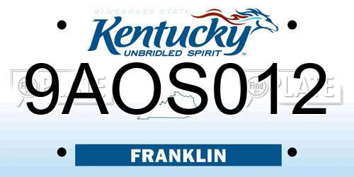 9AOS012 Kentucky License Plate