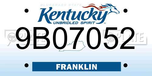 9B07052 Kentucky License Plate