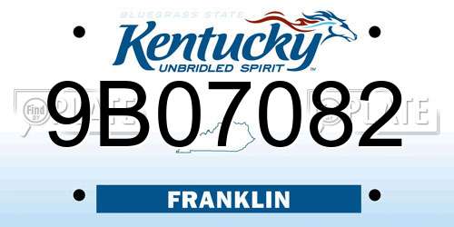 9B07082 Kentucky License Plate