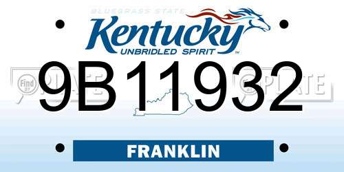 9B11932 Kentucky License Plate