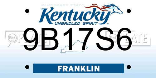9B17S6 Kentucky License Plate