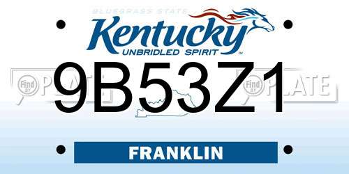 9B53Z1 Kentucky License Plate