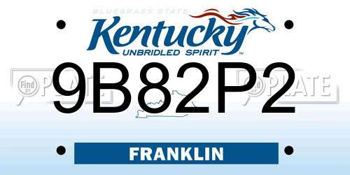 9B82P2 Kentucky License Plate