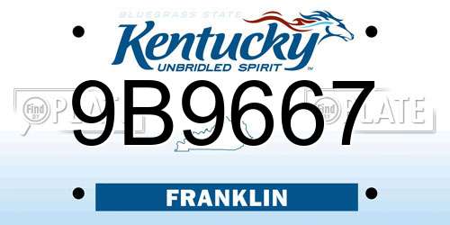 9B9667 Kentucky License Plate