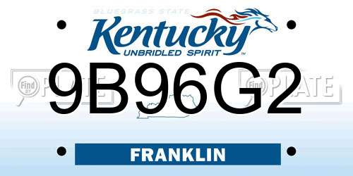 9B96G2 Kentucky License Plate