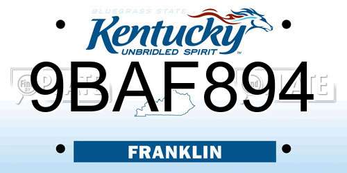9BAF894 Kentucky License Plate