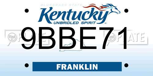 9BBE71 Kentucky License Plate
