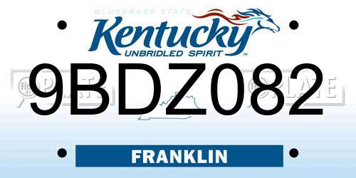 9BDZ082 Kentucky License Plate
