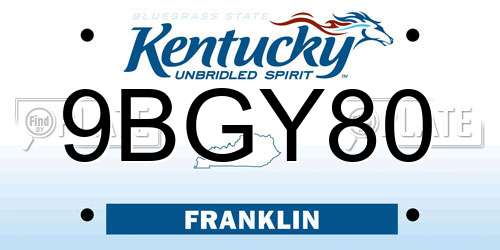 9BGY80 Kentucky License Plate