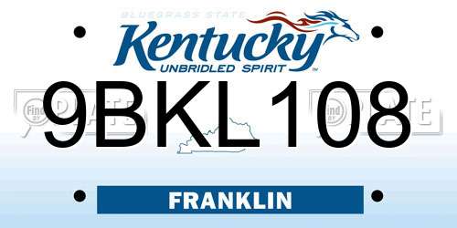 9BKL108 Kentucky License Plate