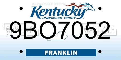 9BO7052 Kentucky License Plate