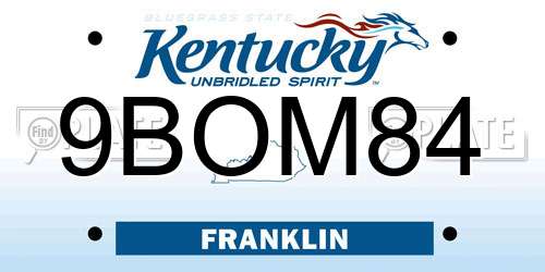 9BOM84 Kentucky License Plate