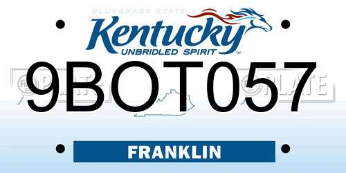 9BOT057 Kentucky License Plate