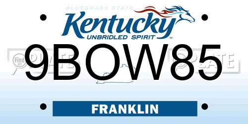 9BOW85 Kentucky License Plate
