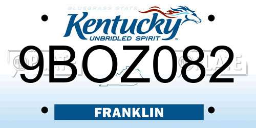 9BOZ082 Kentucky License Plate
