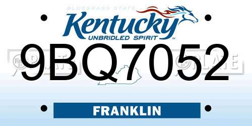 9BQ7052 Kentucky License Plate