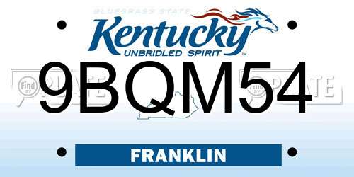 9BQM54 Kentucky License Plate