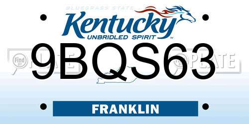 9BQS63 Kentucky License Plate