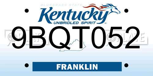 9BQT052 Kentucky License Plate