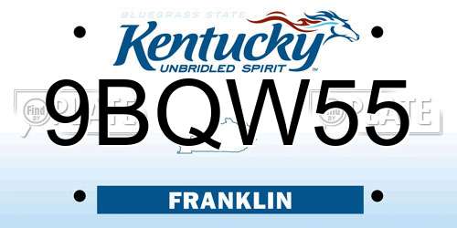 9BQW55 Kentucky License Plate