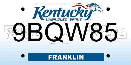 9BQW85 Kentucky License Plate