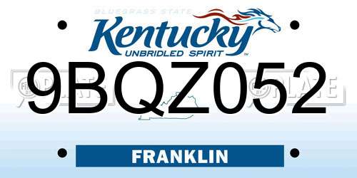 9BQZ052 Kentucky License Plate