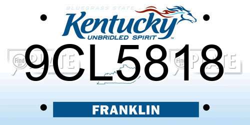 9CL5818 Kentucky License Plate