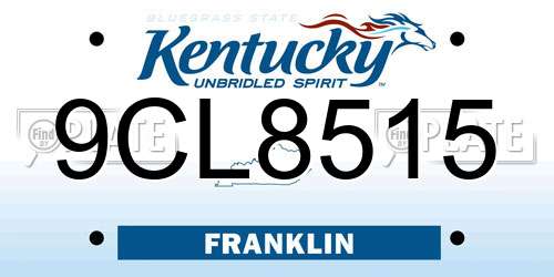 9CL8515 Kentucky License Plate
